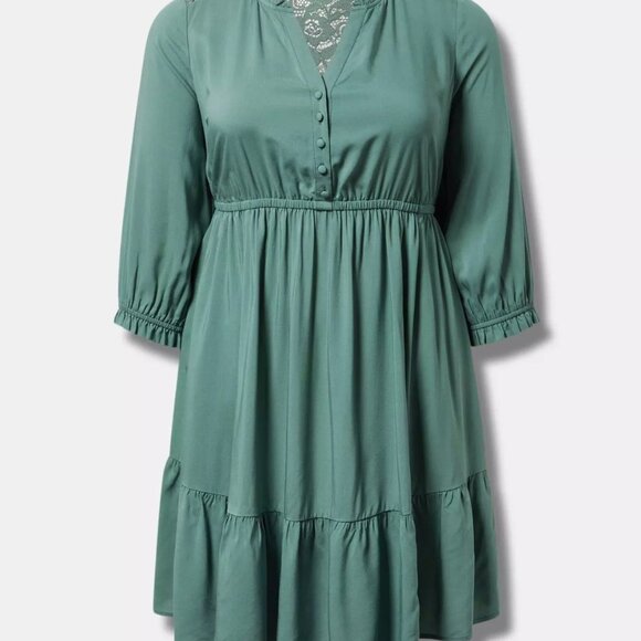 Plus size shirt dress​ by Torrid 3 3X 22/24 NWTS - plus size green dress - lace - Picture 3 of 3